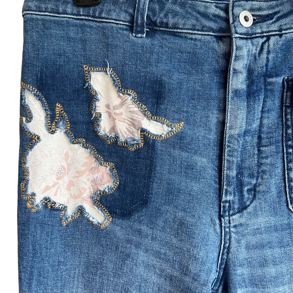 Pilcro by Anthropologie 31 High Rise Trouser Bootcut Flare Rose Patchwork Boho - Picture 7 of 16